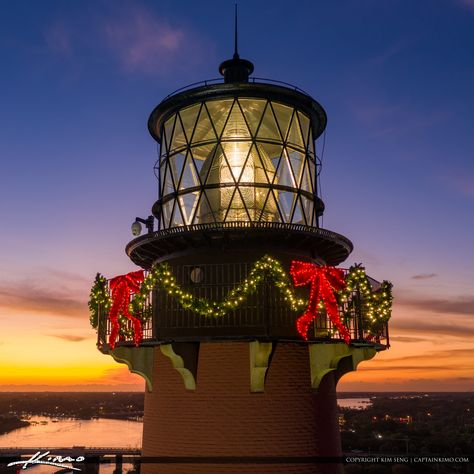 Jupiter Lighthouse Christmas Decoration 2019 – HDR Photography by Captain Kimo Christmas Lighthouse, Lighthouse Christmas, Jupiter Lighthouse, New England Christmas, Lighthouse Photography, England Christmas, Fresnel Lens, Holiday Pics, Lighthouses Photography