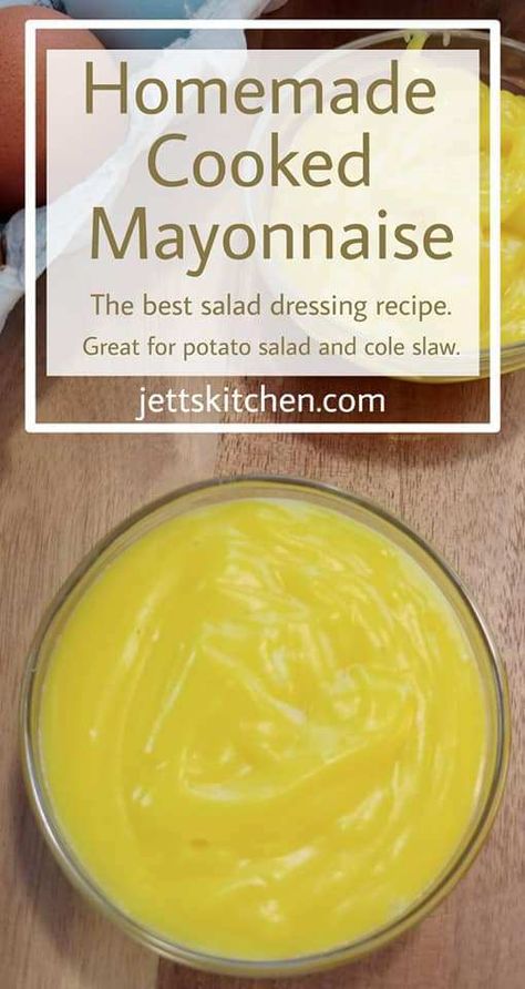 Easy Homemade Cooked Mayonnaise Recipe Cooked Mayonnaise Recipe, Mayonnaise Homemade, Keto Mayo, Salad Cabbage, Diy Condiments, Homemade Mayonnaise Recipe, Best Salad Dressing, Homemade Potato Salads, Mayo Recipe