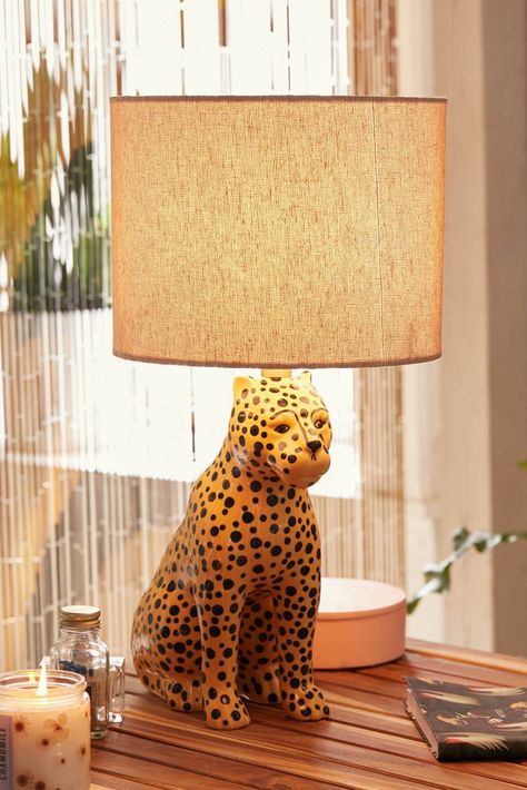 Leopard Table Lamp | Urban Outfitters Leopard Table, Room Lamp, Bedroom Lamps, Modern Lamp, Desk Lamps, Glass Table Lamp, Lamps Living Room, Glass Table, Hanging Lamp