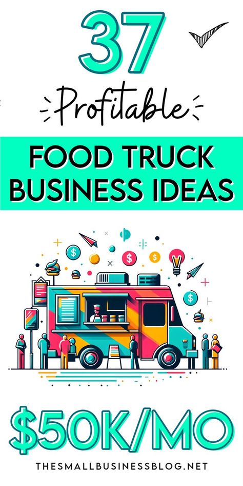 Indulge in 37 money-making food truck business ideas to make up to $50k a month. Delicious opportunities for culinary entrepreneurs looking to make money online. #howtomakemoneyonline #waystomakemoney #makemoneyonline Truck Business Ideas, Food Truck Ideas, Starting A Food Truck, Food Trailers, Food Business Ideas, Best Food Trucks, Truck Business, Small Business Blog, Food Truck Business