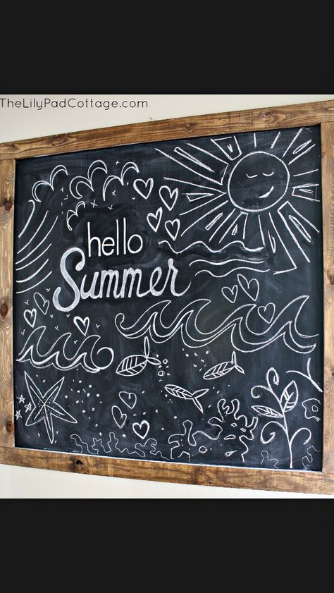 A Happy Summer Chalkboard Art, Cute Summer Chalkboard Ideas, Summer Time Chalkboard Art, Starbucks Summer Chalkboard Art, Restaurant Chalkboard Ideas Summer, Summer Chalkboard Art, Summer Chalkboard, Chalkboard Art Diy, Chalkboard Writing