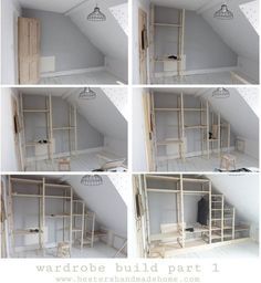 wardrobe with reclaimed doors, closet, doors Attic Decoration, Ikea Storage Units, Small Space Storage Bedroom, Bedroom Storage For Small Rooms, Storage Hacks Bedroom, تحت الدرج, Attic Wardrobe, Diy Bedroom Storage, Attic Bedroom Designs