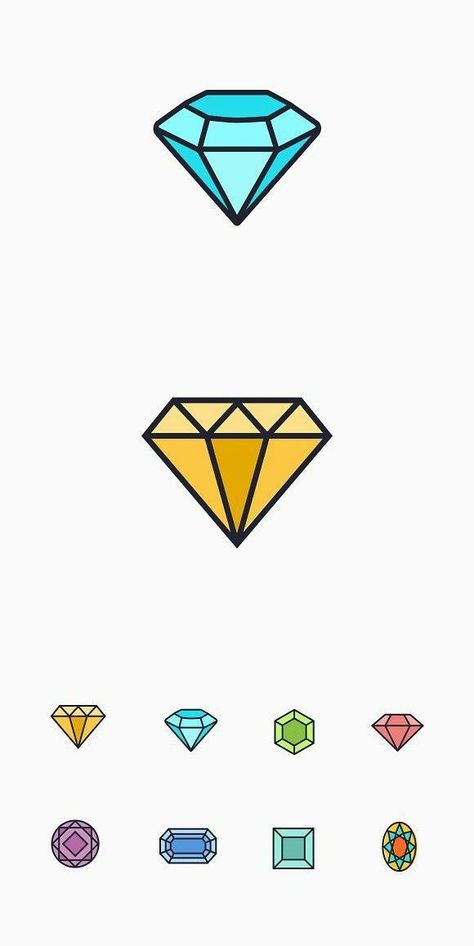 Diamond Doodle, Watercolor Gem, Diamond Illustration, Watercolor Jewelry, Gem Logo, Crystal Illustration, Origami Diamond, Gem Drawing, Jewel Tattoo