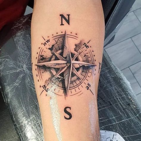 Compass Calf Tattoo Men, Compass Men Tattoo, Men’s Compass Tattoo, Compas Tattoo Designs, Nautical Compass Tattoo Men, Compass Tattoo Design Men Forearm, Compas Tattoo Designs Men, Rose Des Vents Tattoo, Men Compass Tattoo Ideas