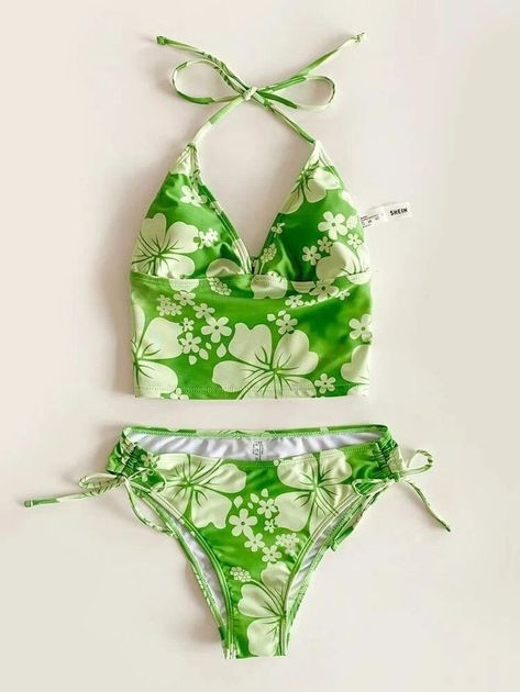 Coconut Girl Floral Bikini Swimsuit – Luxandluxy Cute Swimsuits For Teens Bikinis, Hibiscus Tankini, Cute Swimsuits For Teens, Bathing Suits Ideas, Modest Bikinis, Flower Bathing Suits, Tankini Aesthetic, Cute Tankini, Tropical Aesthetic