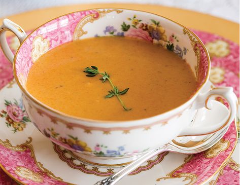 Tea Party Soup, Shrimp Bisque Recipe, Afternoon Tea Ideas, Raspberry Tartlets, Tea Time Magazine, Beauty Of Friendship, Shrimp Bisque, Sweet Onions, Bisque Recipe