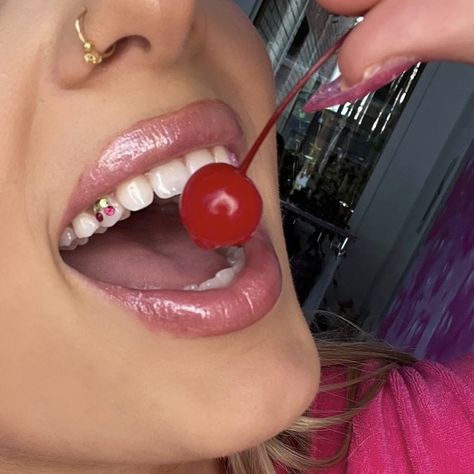 Tooth Gems Cherry, Cherry Tooth Gem, Tooth Gem Studio, Gem Gem, Tooth Gems, Jewelry Piercing, Tooth Gem, Teeth Jewelry, Body Jewelry Piercing