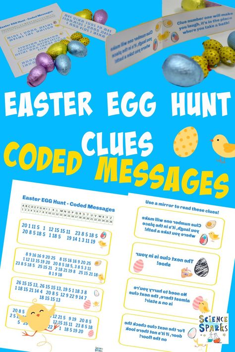 Free Easter egg hunt printable. All the messages are written in code. Crack the code to find the eggs! FREE Easter egg hunt idea! Easter Egg Scavenger Hunt Clues, Easter Scavenger Hunt Clues, Egg Hunt Clues, Easter Egg Scavenger Hunt, Easter Egg Hunt Clues, Easter Treasure Hunt, Craft Activities For Toddlers, Easter Kindergarten, Easter Puzzles