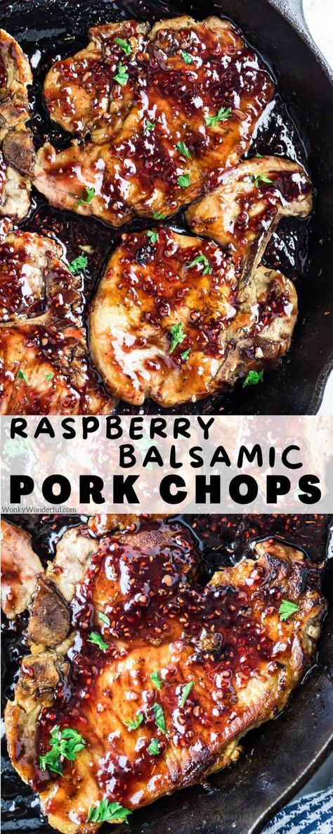 Blackberry Balsamic Pork Chops, Pork With Bone Recipes, Pork One Pan Dinners, Non Tradional Thanksgiving Dinner, Pork Chops With Raspberry Sauce, Balsamic Rosemary Pork Chops, Pork Chops Balsamic Glaze, Pork Chop Recipes Balsamic, Pork Chop Recipes Hello Fresh