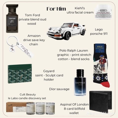 Boyfriend secret santa dad brother gift guide present christmas birthday stocking filler tiktok pinterest instagram aesthetic dior aftershave wallet lego porsche le labo candle tom ford oud wood Perfume Gift For Boyfriend, Brother Present Ideas, Perfume For Boyfriend Gift, Men’s Brr Basket, Mens Christmas Gifts Bougie, Brother Christmas Gifts, Mens Stocking Stuffers, Boyfriend Gift Guide, Christmas Gifts For Guys