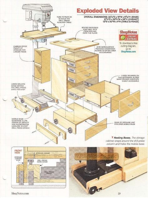 DIY Wood Projects Woodworking Drill Press, Woodsmith Plans, Woodworking Tools Router, Drill Press Table, Woodworking Tools Storage, Cabinet Plans, Woodworking Tools Workshop, Essential Woodworking Tools, Building Tips