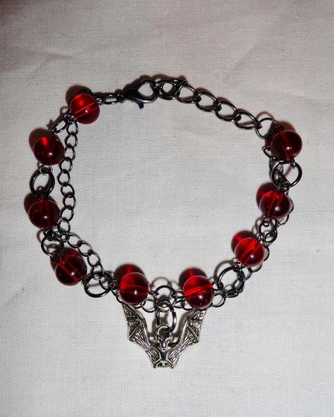 Demonic Jewelry, Goth Bracelets, Bracelet Gothic, Ethereal Jewelry, Gothic Bracelet, Anime Jewelry, Hot Jewelry, Jewelry Accessories Ideas, Red Bracelets