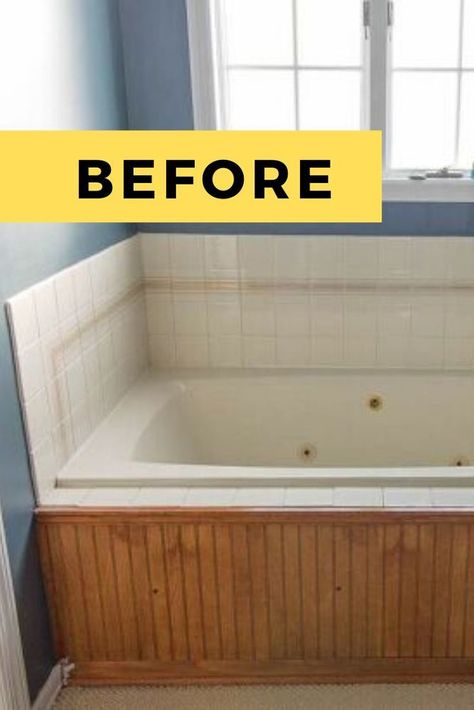 Garden Tub Makeover, Built In Tub, Tile Around Tub, Tile Around Bathtub, Tub Surround Ideas, Bathtub Makeover, Painted Shower Tile, Painting Bathtub, Tile Tub Surround