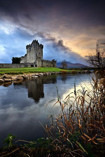 Evening closes in on Ross Castle in Killarney Co. Kerry, Ireland. Irish Landscapes, Killarney Ireland, Ross Castle, Ireland Photography, Irish Castles, Kerry Ireland, Castles In Ireland, County Kerry, Ireland Vacation