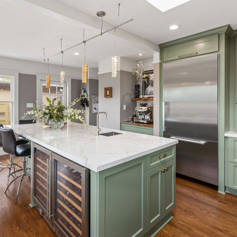 Your neighbors will be green with envy when you refresh your kitchen with painted Showplace cabinetry designed by our team. Call us to start planning your kitchen transformation! Concord door | ColorSelect | "Jade Dragon" (SW9129) . . . #cabinets #green #kitchen #kitchendesign #kitchengoals #showplacecabinetry Kitchen Transformation, Jade Dragon, Cabinetry Design, Green With Envy, Luxury Kitchen Design, Kitchen Redo, Nature Inspired Design, Green Kitchen, Luxury Kitchen