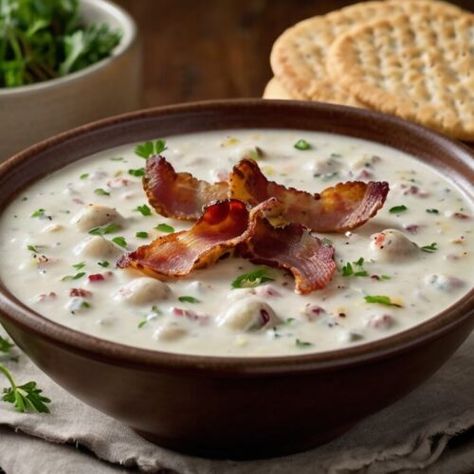 John F. Kennedy’s New England Clam Chowder Recipe Clam Chowder Recipe New England, Clam Chowder Recipe, Historical Recipes, New England Clam Chowder, Soups Stews Chilis, Salt Pork, Oyster Crackers, Chowder Recipe, Seafood Stew