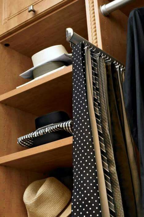 Tie rack Walk In Closet Hat Storage, Tie Storage Closet, Tie Racks For Closets, Tie Organization Ideas, Tie Drawer, Tie Storage, Organization Systems, Drawer Shelf, Walk In Closet Design