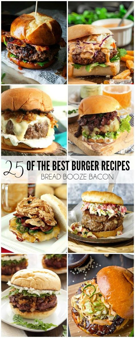 Some days there's just nothing better than a big juicy burger to sink your teeth into! We've rounded up 25 of the Best Burger Recipes to satisfy the carnivore in you! Backyard Bbq Ideas, Panini Hamburger, Bread Booze Bacon, Juicy Burger, Best Burger Recipe, The Best Burger, Big Juicy, Bbq Ideas, Gourmet Burgers