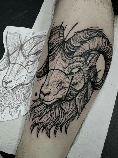 Star Sign Tattoo, Capricorn Sign Tattoo, Tattoo Goat, Aries Ram Tattoo, Chest Tattoo Drawings, Capricorn Star Sign, Ram Tattoo, Tier Tattoo, Sign Tattoo