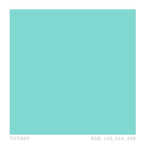 Tiffany robin egg blue (Pantone 1837) was introduced by the company in their first catalogue in 1837. Since that time, Tiffany blue has been used in all branding, advertising, and packaging. The colour is produced as a private custom colour by Pantone, the number being the year of Tiffany's foundation. As a trademarked colour, it is not publicly available. Hex: #81D8D0 CMYK: 40, 0, 4, 15. Tiffany colour brand illustration by Zena O’Connor. Blue Tiffany Aesthetic, Tiffany Color Wallpaper, Tiffany Blue Color Palette, Aqua Marine Color, Blue Color Hex, Tiffany Blue Paint, Tiffany Blue Wallpapers, Tiffany Blue Background, Tiffany Color