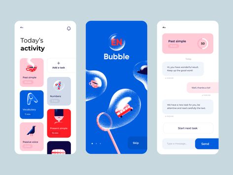 Colourful App Design, Xd App Design, Mobile Layout Design, Language App Design, App Branding Design, Mobile Web Design Inspiration, Minimalist App Design, Kids Social Media Design, Simple App Design