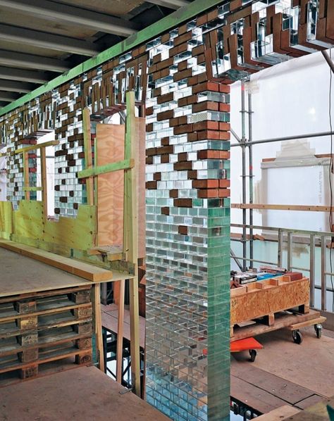 Vibrant Industrial Interior, Crystal House, Glass Brick, Brick Architecture, Brick Building, Glass Blocks, Facade Design, Dream House Decor, Dream Home Design