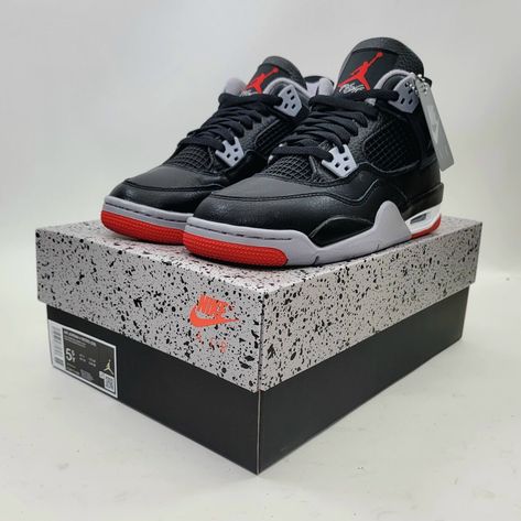 GS Size 5.5y / Wmn's 7 - Nike Air Jordan 4 Retro Bred Reimagined - FQ8213-006 - In Hand. New never used. Original box. Authentic. See pictures for physical condition and exactly what you will be receiving. Sold as is. Shipped in box when payment is made. Combined shipping if multiple pairs purchased. Ask me any questions you may have before buying. Ms Krazie, Jordan 4 Retro Bred, Nike Air Jordan 4 Retro, Pretty Sneakers, Nike Air Jordan 4, Dream Things, Jordan 4 Retro, Air Jordan 4 Retro, Air Jordan 4