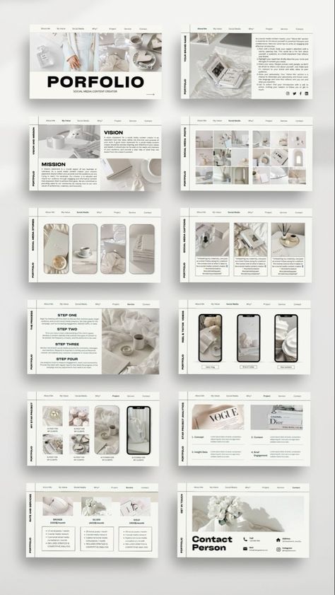 Social Media Manager Portfolio, Social Media Portfolio, Portfolio D'architecture, Media Portfolio, Template For Social Media, Template Portfolio, Portfolio Photo, Graphic Design Portfolio Layout, Presentation Slides Design