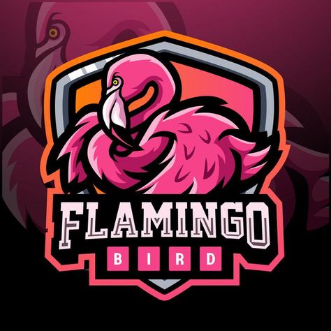 Flamingo bird mascot esport logo design ... | Premium Vector #Freepik #vector #cartoon #bird #animals #pink Flamingo Logo Design, Flamingo Drawing, Esport Logo Design, Flamingo Logo, Bird Mascot, Flamingo Vector, Flamingo Illustration, Cartoon Bird, Wiffle Ball