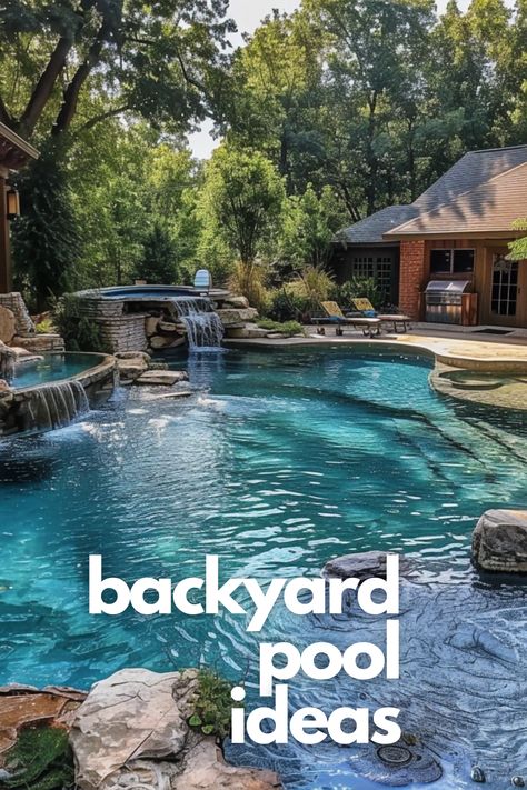 Harmonize your outdoor space with natural pool designs. These backyard ideas emphasize eco-friendly, chemical-free pools that blend beautifully with your garden landscape. Natural Pond Pool Backyards, Natural Swimming Pools Backyard, Natural Pools Backyard, Natural Pools Backyard Swimming Ponds, Natural Pool Ideas, Natural Swimming Pool Designs, Natural Backyard Pools, Swimming Pool Cocktail, Free Form Pools