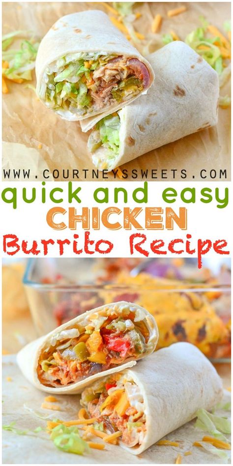 Easy Chicken Burritos, Chicken Burrito Recipe, Easy Burrito Recipe, Burrito Recipes, Burrito Recipe Chicken, Burrito Recipe, Chicken Burrito, Burritos Recipe, Chicken Burritos