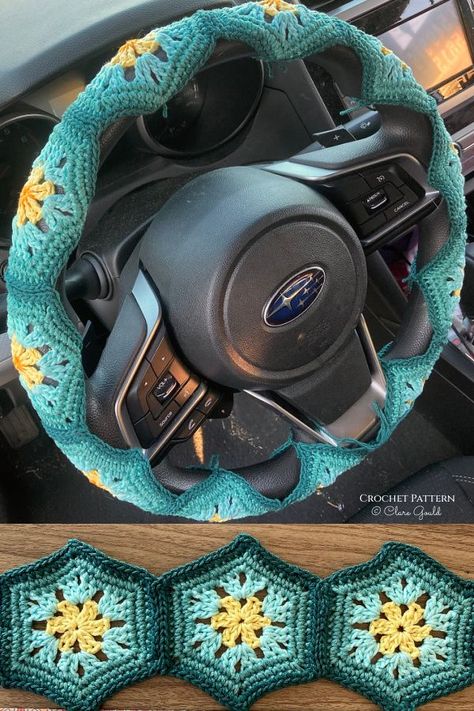 Wildflower Steering Wheel Cover Crochet Pattern Easy Crochet Steering Wheel Cover, Free Crochet Patterns For Steering Wheel Covers, Crochet Car Wheel Cover Free Pattern, Crochet Car Steering Wheel Cover Pattern, Knit Steering Wheel Cover, Steering Wheel Crochet Pattern, Granny Square Steering Wheel Cover Pattern, Crochet Car Steering Wheel Cover Free Pattern, Crochet Steering Wheel Covers