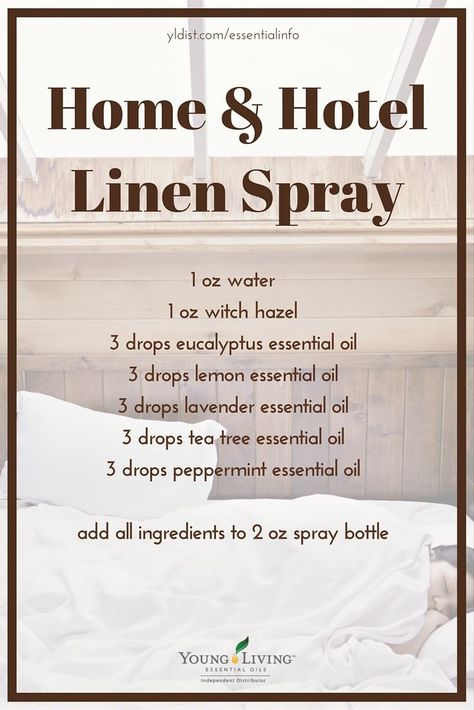 Hotel Linen, Essential Oil Diffuser Blends Recipes, Essential Oil Spray, Diy Kosmetik, Essential Oil Blends Recipes, Diffuser Recipes, Essential Oil Diffuser Blends, Oil Diffuser Blends, Cleaning Recipes