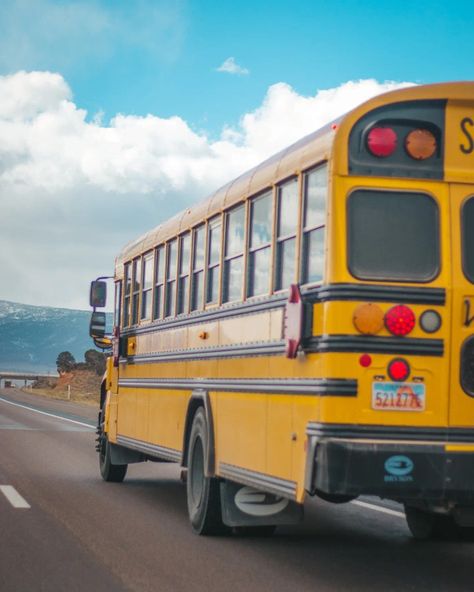 A yellow bus in the highway Yellow Bus Aesthetic, Yellow School Bus Aesthetic, School Bus Photography, 90s Aesthetic School, School Bus Aesthetic, Bus Photography, Fundraiser Gala, School Bus For Sale, Bus Aesthetic