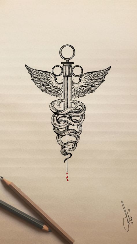 Tattoos For Medical Students, Medicine Related Tattoos, Tattoo Ideas For Doctors, Veterinary Tattoo Ideas Design, Anesthesiologist Tattoo Ideas, Tattoos For Medical Professionals, Male Nurse Tattoo Ideas, Anesthesiologist Tattoo, Minimalist Medical Tattoo