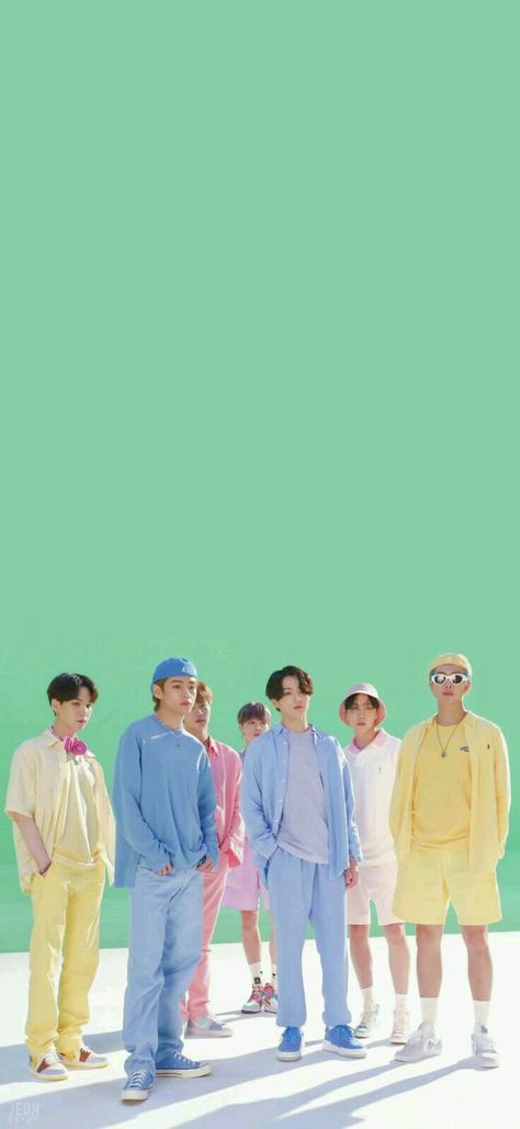 Bts Dynamite Wallpaper, Dynamite Wallpaper, Blue Colour Shirt, Bangtan Wallpapers, Bts Dynamite, Bts Airport, Screen Wallpapers, Bts Backgrounds, Bts Ot7