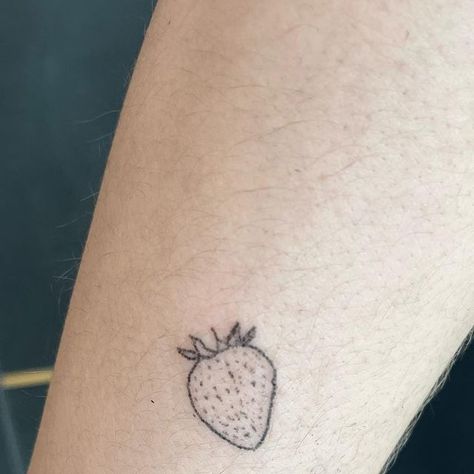 Handpoked Tattoos on Instagram: "Mini strawberry 🍓❤️ . . . @elbowlettuce @handpoke.master_class #handpokedtattoo #austintattoo #atxtattoo #fruittattoo #stickandpoke #stickandpoketattoos #handpoke" Strawberry Stick N Poke, Strawberry Stick And Poke, Handpoke Tattoo Ideas, Austin Tattoo, Strawberry Tattoo, Fruit Tattoo, Fruit Sticks, Stick N Poke, Handpoke Tattoo