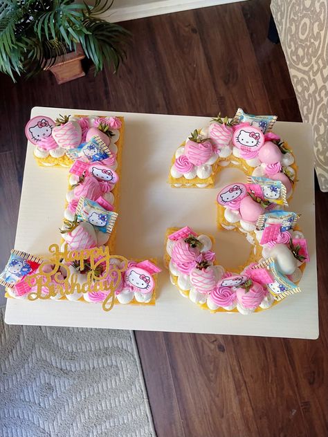 number 13 #hellokittycake 13 Number Cake, Hello Kitty Number Cake, Number 13 Cake, Cupcake Numbers, Cakes Hello Kitty, Kue Hello Kitty, 2024 Number, Birthday Cake Gift, Number Birthday Cakes