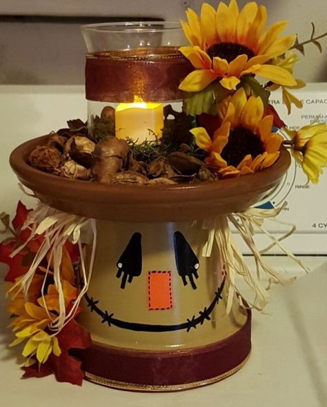 Pumpkins, Scarecrow Face, Fall Items, Fall Decorations, Terracotta Pots, Terra Cotta, Scarecrow, Candle Holder, Bing Images