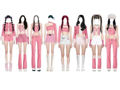 Kpop Stage Outfits Ideas 8 Members, 9 Members Outfits, New Era Outfit, Cute Airport Outfit, Cute Edgy Outfits, Korean Outfits Kpop, Egirl Fashion, Group Outfits, Kpop Concert Outfit