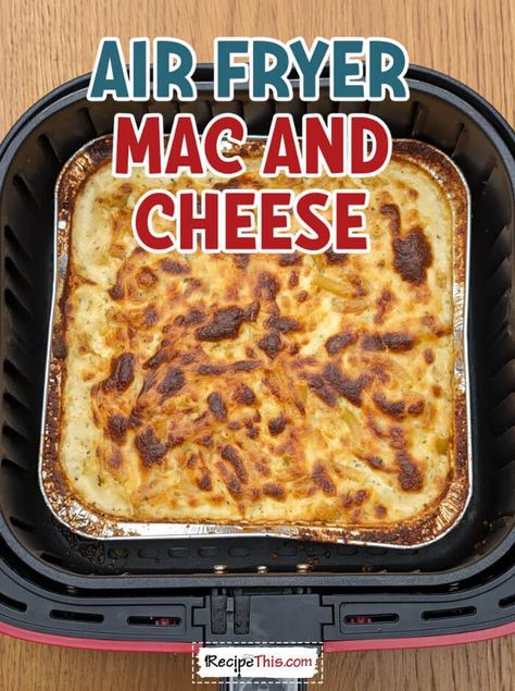 How to make the best ever air fryer mac and cheese. Two types of cheese, a creamy sauce, cooks like a baked macaroni cheese and so good…… Air Fryer Baked Mac And Cheese, How To Cook Macaroni, Mac And Cheese Pie, Soup Maker Recipes, Fried Mac And Cheese, Bake Mac And Cheese, Soup Maker, Bread Maker Recipes, Ice Cream Maker Recipes