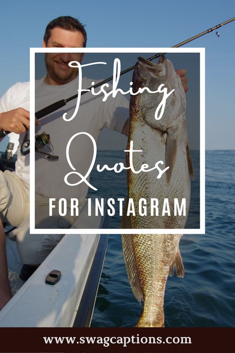 Looking for some fishing captions and quotes to post on your Instagram? Look no further! We've got you covered with a list of some great ones that will help show off your love for this sport. #fishingcaptions #fishingquotes #fishing #fish #fishinglife #catchandrelease #bassfishing #nature #outdoors #carpfishing #fishingislife #angler #pesca #bass #carp #flyfishing #fisherman #fishingtrip #largemouthbass #fishingaddict #trout #bigfish #hunting #saltwaterfishing #photography #pike #fishingdaily Fishing Sayings Quotes, Fishing Love Quotes, Fish Captions Instagram, Fish Captions, Fishing Quotes Inspirational, Fishing Captions, Quotes About Fishing, Fly Fishing Quotes, Fisherman Quotes