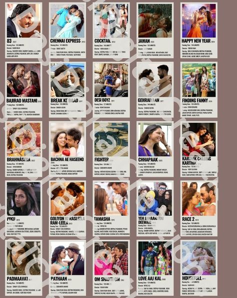 Mini Hindi Movie Posters, Deepika Padukone set with 25 movies. 4 x 6 inches (10 x 15 cm) store is open to customer suggestions. Netflix Movies To Watch Bollywood, Bollywood Movie List, Hindi Movies Aesthetic, Famous Bollywood Movie Outfits, Bollywood Movies To Watch List, Hindi Movies To Watch, Netflix Family Movies, Bollywood Movie Posters, Indian Movies Bollywood