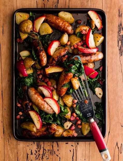 We love this autumnal traybake recipe with sausage and apples. A British classic that's full of simple, earthy flavours. Apple Traybake, Traybake Dinner, Bonfire Night Food, Tray Bake Recipes, Tray Bake, Baked Dinner, Night Food, Cooking For A Crowd, Cooking On A Budget