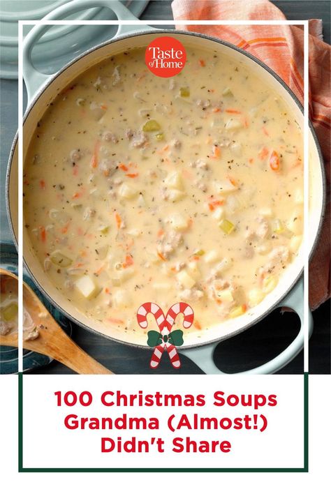 7 Can Christmas Soup, Christmas Crockpot Soup Recipes, Winter Soups And Stews Comfort Foods, Good Soups For Winter, Christmas Potato Soup, Special Soup Recipes, Xmas Soup Recipes, New Years Soup Recipe, New Years Eve Soup Recipes