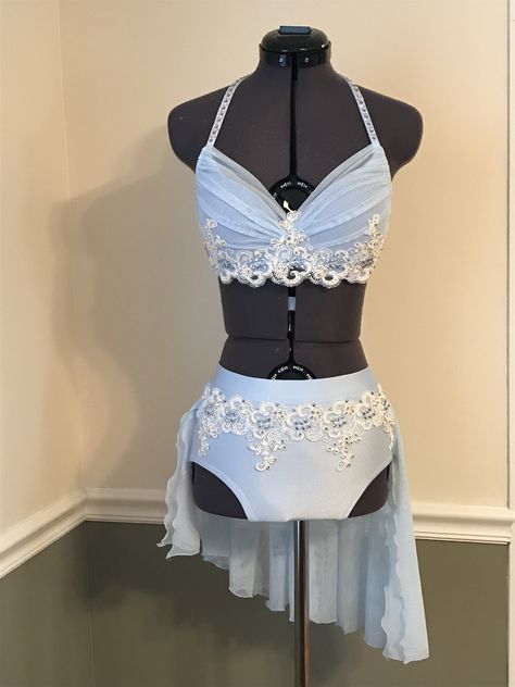 Pants Dance Costume, Dance Comp Outfit Ideas, Dance Costumes Dance Moms, Dance Costumes Custom, Simple Dance Costumes, Custom Dance Costumes Contemporary, Dance Costumes Aesthetic, Light Blue Dance Costume, Custom Lyrical Costume