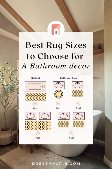 Finding the perfect bathroom master bath rugs and bathroom runner rug can be challenging. Especially when choosing if you need large bathroom rugs or small bathroom rugs. That's why we created a Bathroom Rug Size Guide and Bath Rug Placement Guide that breaks it down for you! Find Bathroom Rugs that fit your space the best! For more bathroom rug size guide tips & tricks read our blog. Elevate your Bathroom decor with a modern bathroom mat. And find the best bath mat placement for your bathroom. Bathroom Rug Placement, Master Bath Rugs, Bath Mat Placement, Small Bathroom Rugs, Bathroom Master Bath, Large Bathroom Rugs, Small Bathroom Rug, Bathtub Sizes, Bathroom Runner