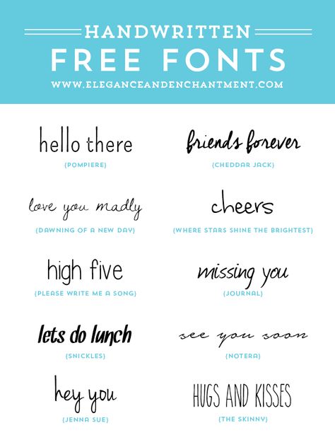 Typography lovers rejoice! // Free Handwritten Fonts for graphic design, web design, blogging, crafting, scrapbooking and more! // From Elegance & Enchantment Handwritten Google Fonts, Png Free Download, Best Free Handwritten Fonts, Letters Tattoo, 10 Tattoo, 1001 Free Fonts, Design Alphabet, Photoshop Fonts, Free Handwritten Fonts