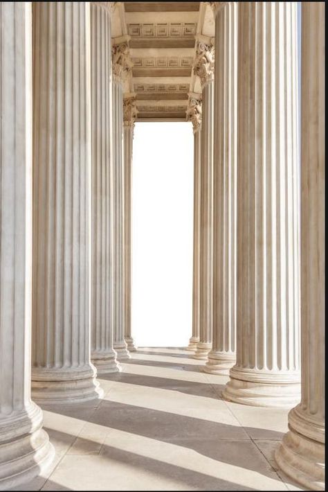 Greek Background, Ancient Greece Aesthetic, Greece Aesthetic, Greek Columns, Classical Beauty, Neoclassical Interior, Marble Columns, Greek Culture, Cream Aesthetic