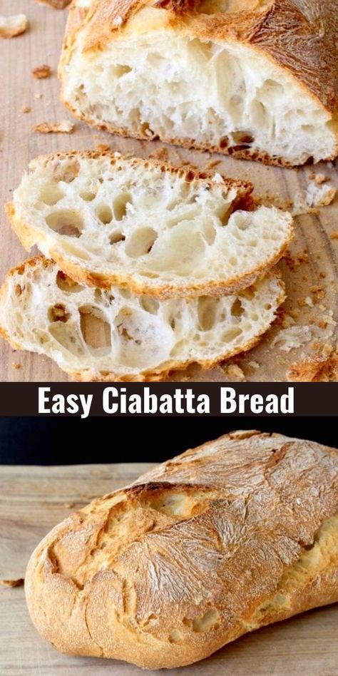 Easy ciabatta bread recipe or Italian “ slipper bread ”. Authentic, homemade from scratch, vegan and perfect to dunk in a hearty bowl of soup. Easy Ciabatta Bread, Ciabatta Recipe, Homemade Ciabatta Bread, Ciabatta Bread Recipe, Italian Bread Recipes, Baked Food, Homemade Bread Recipes Easy, Artisan Bread Recipes, Ciabatta Bread